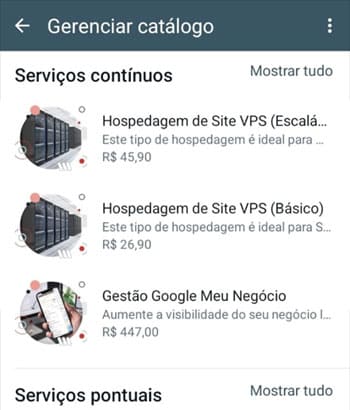 WhatsApp: Catálogo de Produtos e Serviços