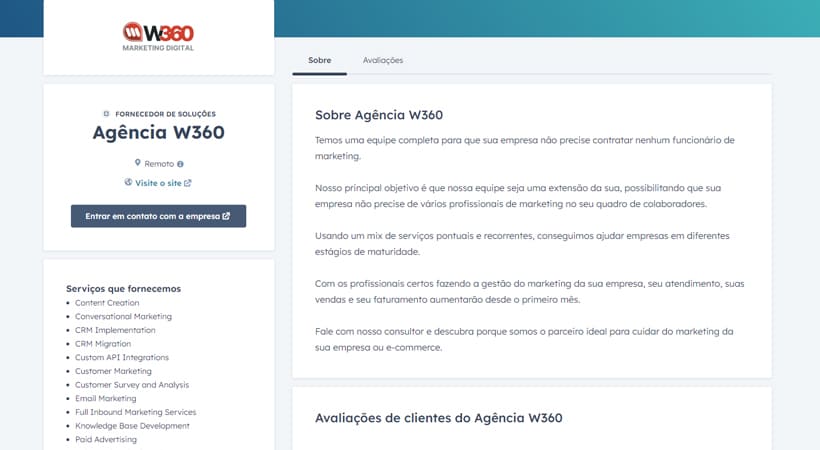 Agência W360 Fornecedor de Soluções HubSpot