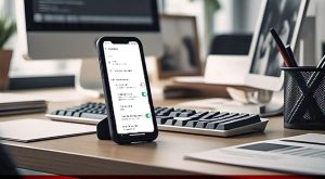 celular com o WhatsApp aberto em cima da mesa