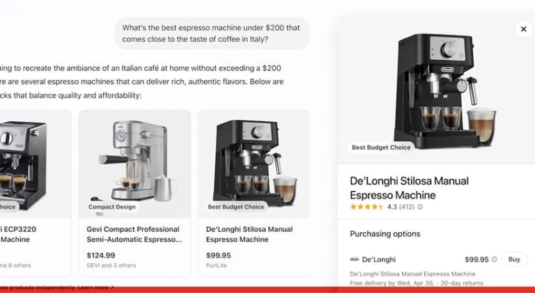 Descoberta de Produtos na pesquisa do Chat GPT